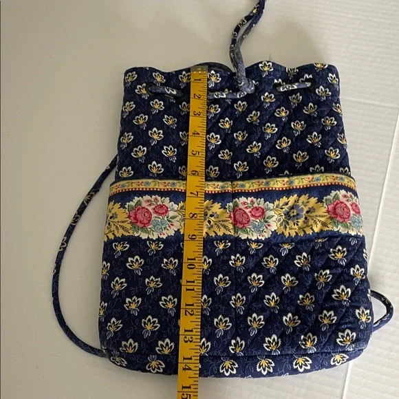 Vera Bradley retired Maison Floral navy blue/yellow Drawstring Backpack - Picture 10 of 11